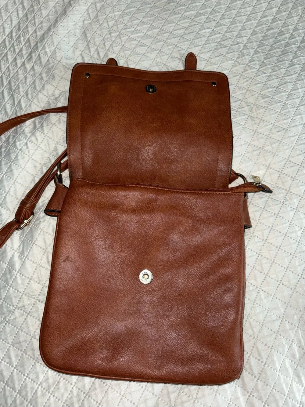 Brown faux Leather Crossbody Shoulder Bag